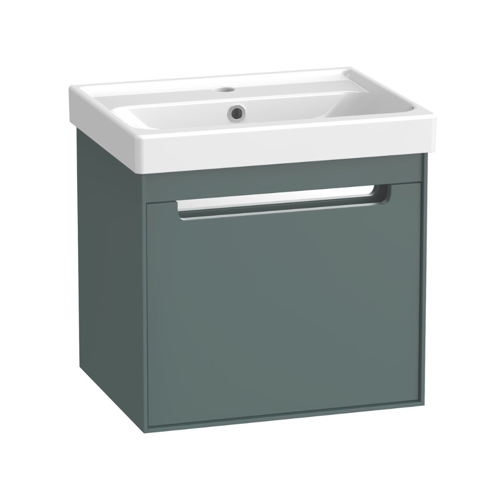Cut out image of the Tavistock Acumen 500mm Viridian Green Wall-Hung Vanity Unit & Basin